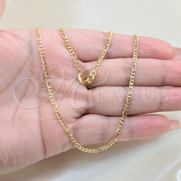 Gold Filled Necklace — Basic Necklace Figaro Design Polished 04.32. Thickness 22 — alternate product view — SKU 161401 | Oro Laminado collar — básico Necklace Figaro diseño pulido 04.32. Thickness 22 — SKU 161401