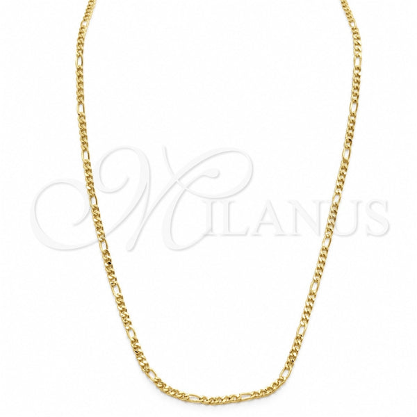 Oro Laminado Basic Necklace, Gold Filled Style Figaro Design, Polished, Golden Finish, 04.32.0568.22 (Thickness, 22 Inches Length)