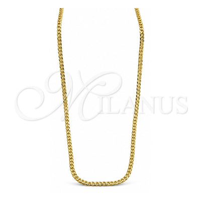 Oro Laminado Basic Necklace, Gold Filled Style Pave Cuban Design, Polished, Golden Finish, 04.32.0569.22 (03 MM Thickness, 22 Inches Length)
