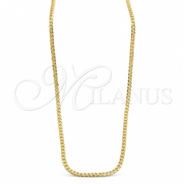 Oro Laminado Basic Necklace, Gold Filled Style Pave Cuban Design, Polished, Golden Finish, 04.32.0569.22 (03 MM Thickness, 22 Inches Length)