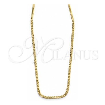 Oro Laminado Basic Necklace, Gold Filled Style Pave Cuban Design, Polished, Golden Finish, 04.32.0569.20 (03 MM Thickness, 20 Inches Length)