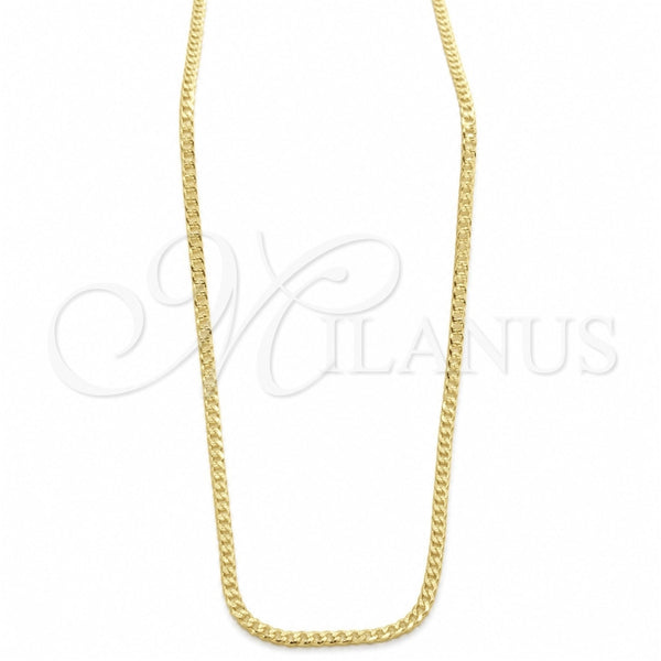 Oro Laminado Basic Necklace, Gold Filled Style Pave Cuban Design, Polished, Golden Finish, 04.32.0569.20 (03 MM Thickness, 20 Inches Length)