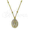 Oro Laminado Pendant Necklace, Gold Filled Style Guadalupe and Rolo Design, Polished, Golden Finish, 04.63.1447.16 (03 MM Thickness, 16 Inches Length)