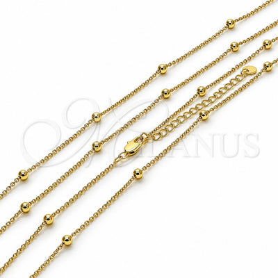 Oro Laminado Basic Necklace, Gold Filled Style Rolo and Ball Design, Polished, Golden Finish, 04.213.0355.16 (03 MM Thickness, 16 Inches Length)