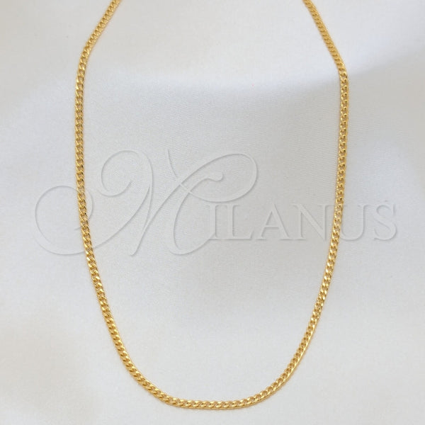 Oro Laminado Basic Necklace, Gold Filled Style Curb Design, Polished, Golden Finish, 04.32.0570.16