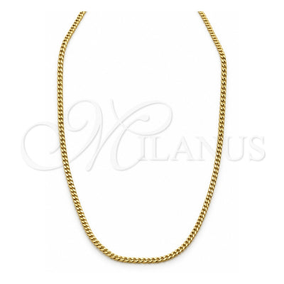 Oro Laminado Basic Necklace, Gold Filled Style Curb Design, Polished, Golden Finish, 04.32.0570.16 (02 MM Thickness, 16 Inches Length)