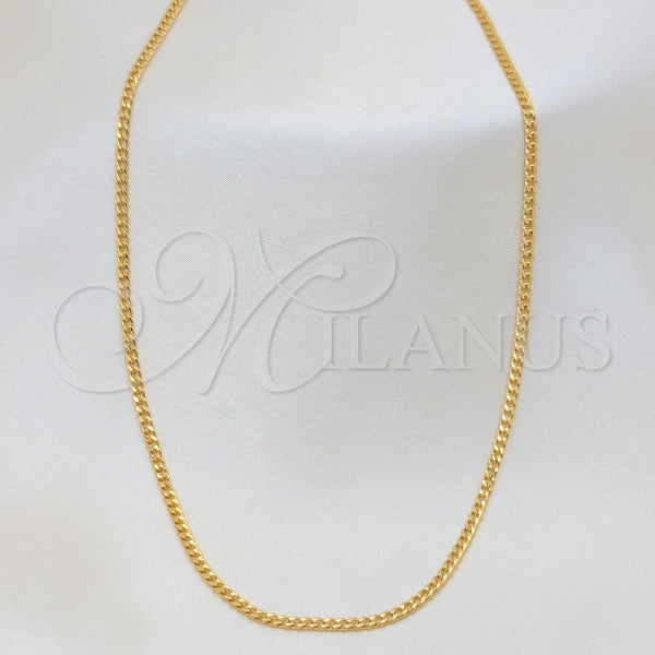 Oro Laminado Basic Necklace, Gold Filled Style Curb Design, Polished, Golden Finish, 04.32.0570.16 (02 MM Thickness, 16 Inches Length)