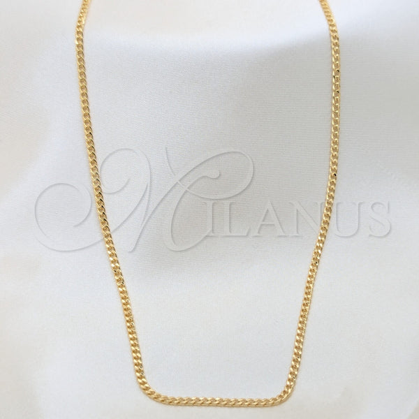 Oro Laminado Basic Necklace, Gold Filled Style Curb Design, Polished, Golden Finish, 04.32.0570.20 (02 MM Thickness, 20 Inches Length)