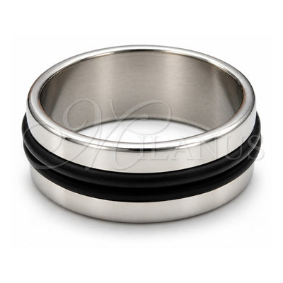 Stainless Steel Mens Ring, Polished, Steel Finish, 01.63.0743.08 (Size 8)