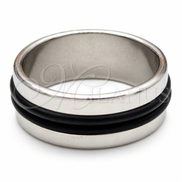Stainless Steel Mens Ring, Polished, Steel Finish, 01.63.0743.08 (Size 8)