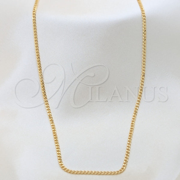 Oro Laminado Basic Necklace, Gold Filled Style Curb Design, Polished, Golden Finish, 04.32.0570.22