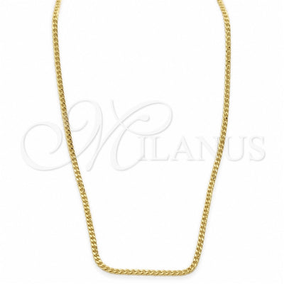 Oro Laminado Basic Necklace, Gold Filled Style Curb Design, Polished, Golden Finish, 04.32.0570.22 (02 MM Thickness, 22 Inches Length)
