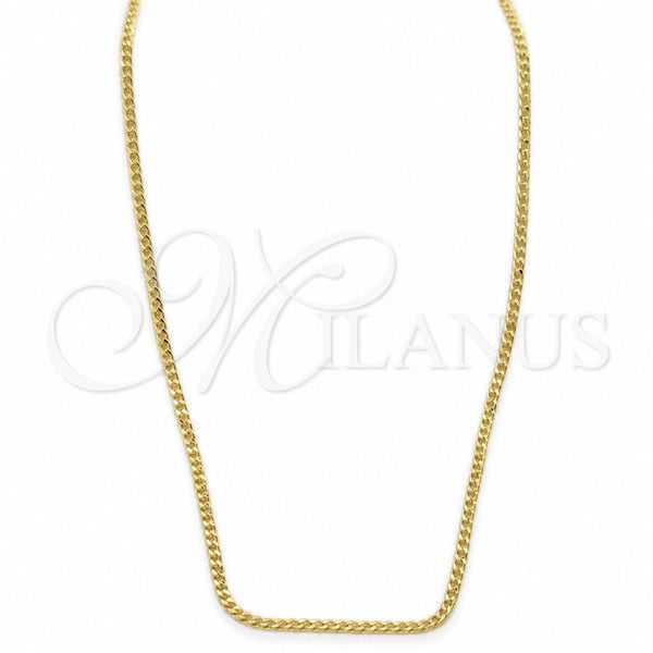 Oro Laminado Basic Necklace, Gold Filled Style Curb Design, Polished, Golden Finish, 04.32.0570.22 (02 MM Thickness, 22 Inches Length)