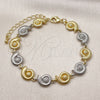 Oro Laminado Tennis Bracelet, Gold Filled Style Snail Design, Diamond Cutting Finish, Two Tone, 03.341.0239.07 (10 MM Thickness, 8 Inches Length)