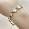 Oro Laminado Tennis Bracelet, Gold Filled Style San Benito Design, Polished, Two Tone, 03.341.0240.07 (Thickness, 8 Inches Length)