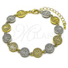 Oro Laminado Tennis Bracelet, Gold Filled Style San Benito Design, Polished, Two Tone, 03.341.0240.07 (Thickness, 8 Inches Length)