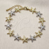 Oro Laminado Tennis Bracelet, Gold Filled Style Star Design, Diamond Cutting Finish, Two Tone, 03.341.0243.07 (12 MM Thickness, 7 Inches Length)
