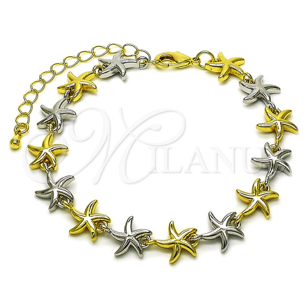 Oro Laminado Tennis Bracelet, Gold Filled Style Star Design, Polished, Two Tone, 03.341.0244.07 (Thickness, 7 Inches Length)