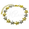 Oro Laminado Tennis Bracelet, Gold Filled Style Star Design, Polished, Two Tone, 03.341.0244.07 (Thickness, 7 Inches Length)
