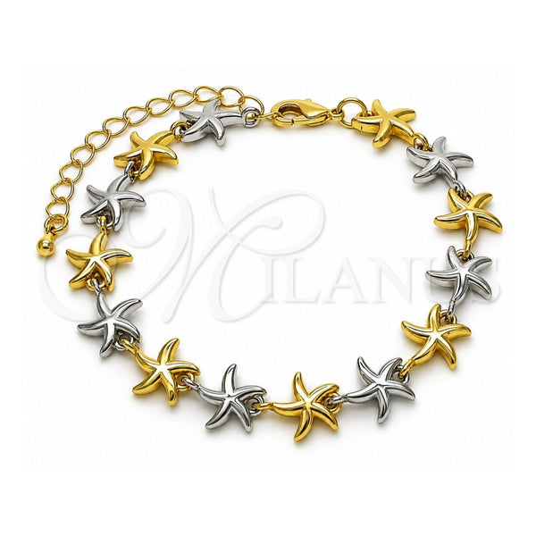 Oro Laminado Tennis Bracelet, Gold Filled Style Star Design, Polished, Two Tone, 03.341.0244.07 (Thickness, 7 Inches Length)