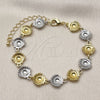 Oro Laminado Tennis Bracelet, Gold Filled Style Shell Design, Polished, Two Tone, 03.341.0245.07 (Thickness, 7 Inches Length)
