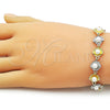 Oro Laminado Tennis Bracelet, Gold Filled Style Shell and Ball Design, with Ivory Pearl, Polished, Two Tone, 03.341.0246.07 (Thickness, 7 Inches Length)