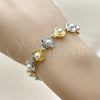 Oro Laminado Tennis Bracelet, Gold Filled Style Shell and Ball Design, with Ivory Pearl, Polished, Two Tone, 03.341.0246.07 (Thickness, 7 Inches Length)