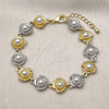 Oro Laminado Tennis Bracelet, Gold Filled Style Shell and Ball Design, with Ivory Pearl, Polished, Two Tone, 03.341.0246.07 (Thickness, 7 Inches Length)