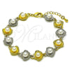 Oro Laminado Tennis Bracelet, Gold Filled Style Shell and Ball Design, with Ivory Pearl, Polished, Two Tone, 03.341.0246.07 (Thickness, 7 Inches Length)