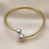 Oro Laminado Individual Bangle, Gold Filled Style Ball Design, with Ivory Pearl, Polished, Golden Finish, 07.341.0069 (Thickness, One size fits all)