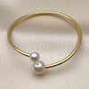Oro Laminado Individual Bangle, Gold Filled Style Ball Design, with Ivory Pearl, Polished, Golden Finish, 07.341.0069 (Thickness, One size fits all)