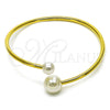 Oro Laminado Individual Bangle, Gold Filled Style Ball Design, with Ivory Pearl, Polished, Golden Finish, 07.341.0069 (Thickness, One size fits all)