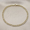 Oro Laminado Basic Anklet, Gold Filled Style Figaro Design, Polished, Golden Finish, 03.383.0035.10 (Thickness, 25 Inches Length)