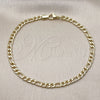 Oro Laminado Basic Anklet, Gold Filled Style Figaro Design, Polished, Golden Finish, 03.383.0035.10 (Thickness, 25 Inches Length)