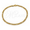 Oro Laminado Basic Anklet, Gold Filled Style Figaro Design, Polished, Golden Finish, 03.383.0035.10 (Thickness, 25 Inches Length)