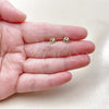 Oro Laminado Stud Earring, Gold Filled Style Puff Mariner Design, Polished, Golden Finish, 02.213.0825