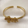 Oro Laminado Individual Bangle, Gold Filled Style Flower Design, Diamond Cutting Finish, Golden Finish, 07.170.0074 (Thickness, One size fits all)