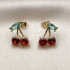 Gold Filled Ring — Stud Earring Cherry Design with Garnet and Light — alternate product view — SKU 161448 | Oro Laminado anillo — Stud Earring Cherry diseño with Garnet and Light — SKU 161448