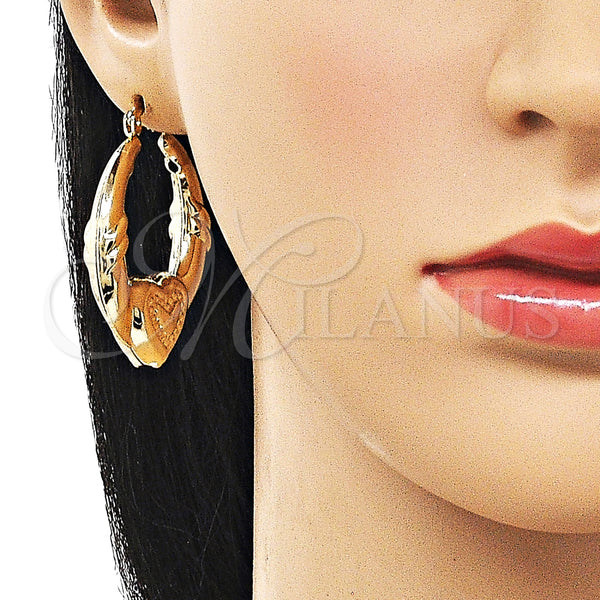 Gold Filled Hoop Earrings — Medium Hoop Heart and Hollow Design Polished 02. — alternate product view — SKU 161450 | Oro Laminado aretes de aro — Medium Hoop corazón and Hollow diseño pulido 02. — SKU 161450