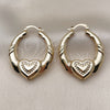 Oro Laminado Medium Hoop, Gold Filled Style Heart and Hollow Design, Polished, Golden Finish, 02.170.0507.1.35