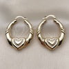 Oro Laminado Medium Hoop, Gold Filled Style Heart and Hollow Design, Polished, Golden Finish, 02.170.0507.1.35