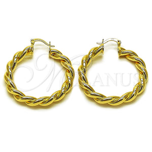 Gold Filled Hoop Earrings — Medium Hoop Twist and Hollow Design Polished 02. — main product view — SKU 161454 | Oro Laminado aretes de aro — Medium Hoop Twist and Hollow diseño pulido 02. — SKU 161454