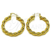 Oro Laminado Medium Hoop, Gold Filled Style Twist and Hollow Design, Polished, Golden Finish, 02.170.0527.40