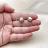 Oro Laminado Stud Earring, Gold Filled Style Shell Design, with Ivory Pearl, Polished, Golden Finish, 02.342.0364