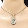 Oro Laminado Religious Pendant, Gold Filled Style Caridad del Cobre Design, Diamond Cutting Finish, Tricolor, 05.120.0098
