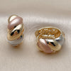 Oro Laminado Huggie Hoop, Gold Filled Style Twist Design, Polished, Tricolor, 02.195.0187.2.16