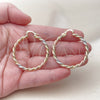 Oro Laminado Small Hoop, Gold Filled Style Twist Design, Diamond Cutting Finish, Tricolor, 02.170.0398.1.40