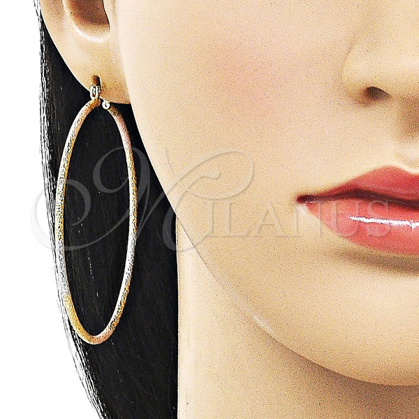 Gold Filled Hoop Earrings — Large Hoop Matte Tricolor 02. — alternate product view — SKU 161470 | Oro Laminado aretes de aro — Large Hoop Matte Tricolor 02. — SKU 161470