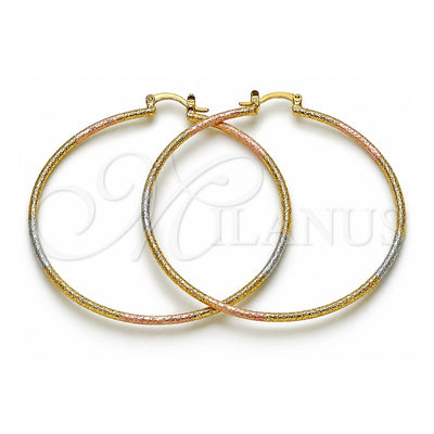 Oro Laminado Large Hoop, Gold Filled Style Matte Finish, Tricolor, 02.170.0528.60