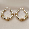 Oro Laminado Medium Hoop, Gold Filled Style Hollow and Twist Design, Polished, Golden Finish, 02.170.0530.30